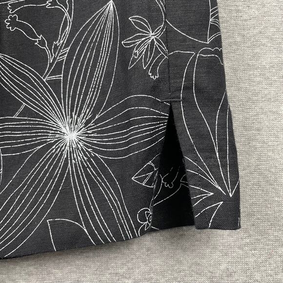 VTG Larry Levine Womens Pants 14 Black White Floral High Rise Straight Ankle - Picture 9 of 16